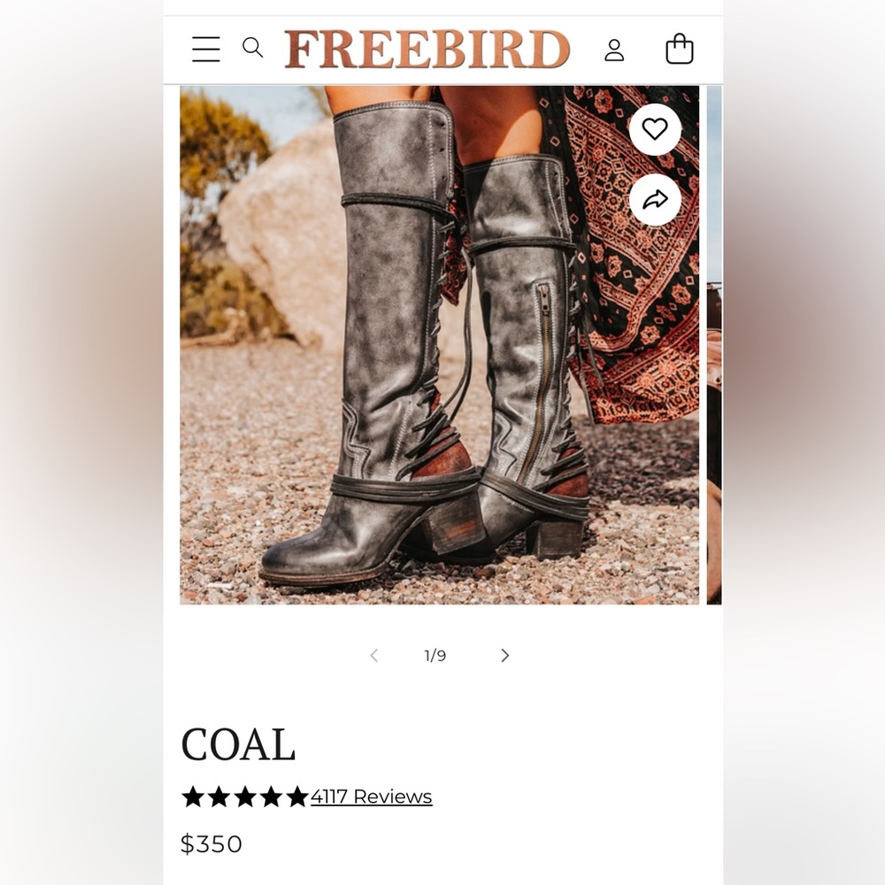 FREEBIRD COAL Black Boots Size: 9